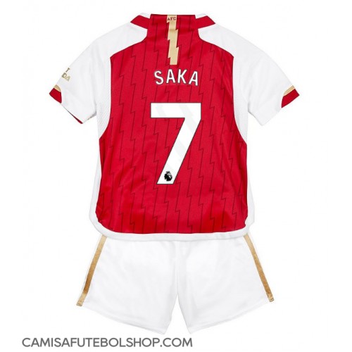 Camisa de time de futebol Arsenal Bukayo Saka #7 Replicas 1º Equipamento Infantil 2023-24 Manga Curta (+ Calças curtas)
